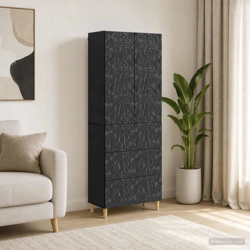 Spintelė 2 pcs Juoda 66 x 34,5 x 90 cm Apdirbta mediena