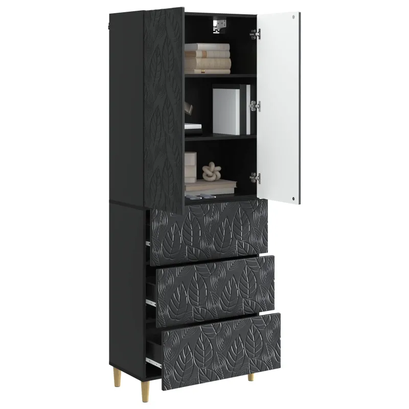 Spintelė 2 pcs Juoda 66 x 34,5 x 90 cm Apdirbta mediena
