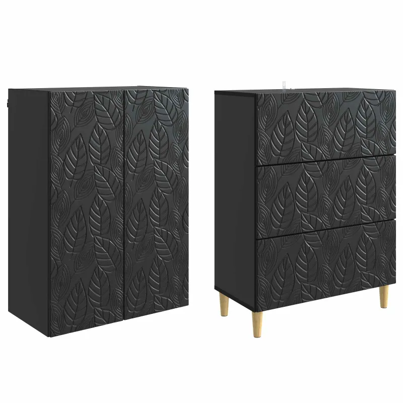 Spintelė 2 pcs Juoda 66 x 34,5 x 90 cm Apdirbta mediena