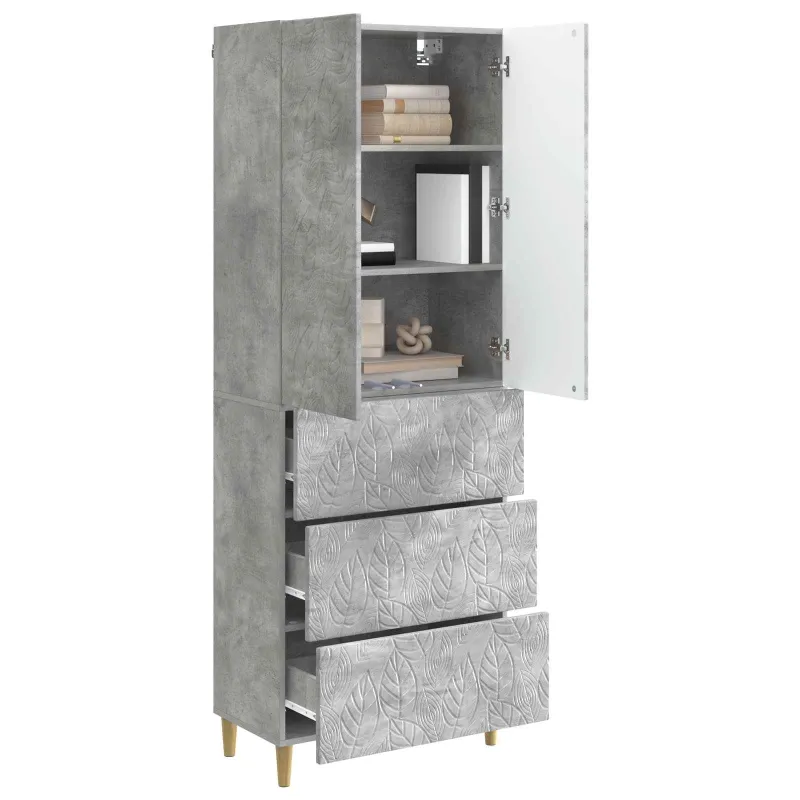 Spintelė 2 pcs Betono pilka 66 x 34,5 x 90 cm Apdirbta mediena