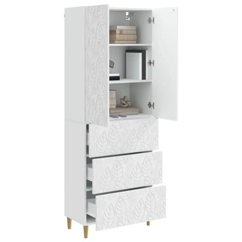 Spintelė 2 pcs Itin blizgi balta 66 x 34,5 x 90 cm