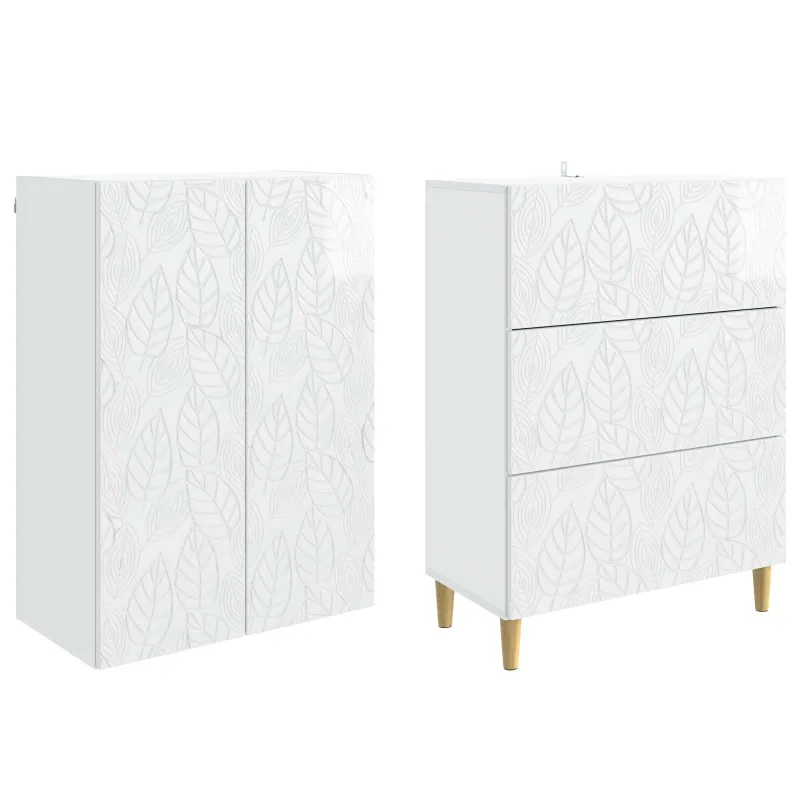 Spintelė 2 pcs Itin blizgi balta 66 x 34,5 x 90 cm