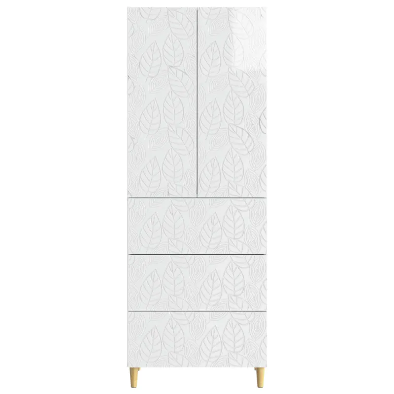 Spintelė 2 pcs Itin blizgi balta 66 x 34,5 x 90 cm