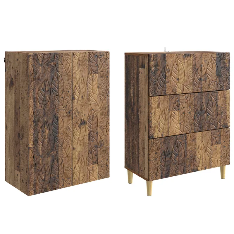 Spintelė 2 pcs Sendintos medienos 66 x 34,5 x 90 cm