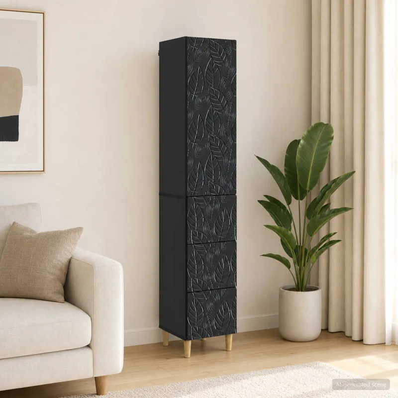Spintelė 2 pcs Juoda 33 x 34,5 x 90 cm Apdirbta mediena