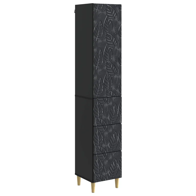 Spintelė 2 pcs Juoda 33 x 34,5 x 90 cm Apdirbta mediena