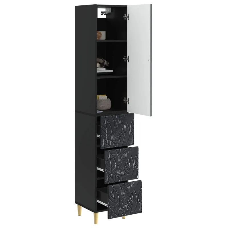 Spintelė 2 pcs Juoda 33 x 34,5 x 90 cm Apdirbta mediena