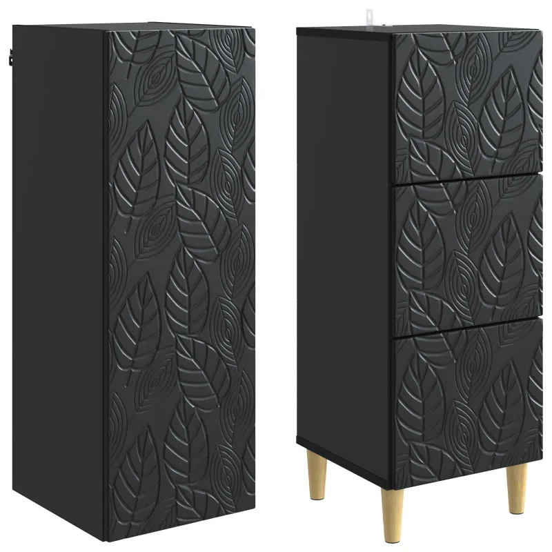 Spintelė 2 pcs Juoda 33 x 34,5 x 90 cm Apdirbta mediena