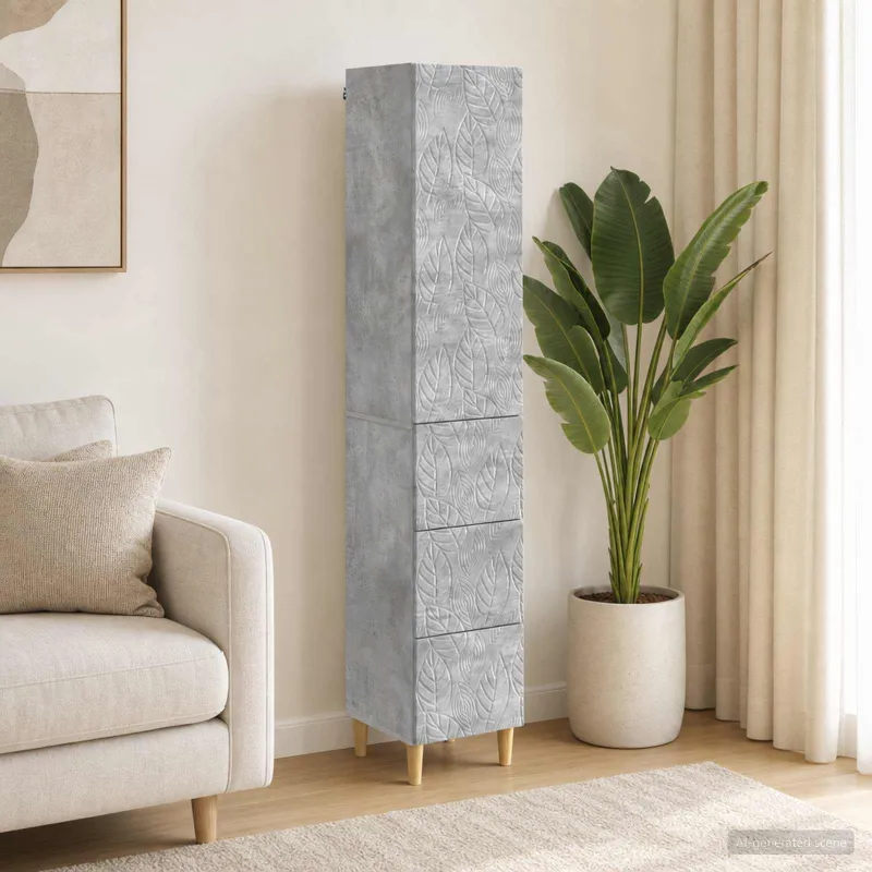 Spintelė 2 pcs Betono pilka 33 x 34,5 x 90 cm Apdirbta mediena