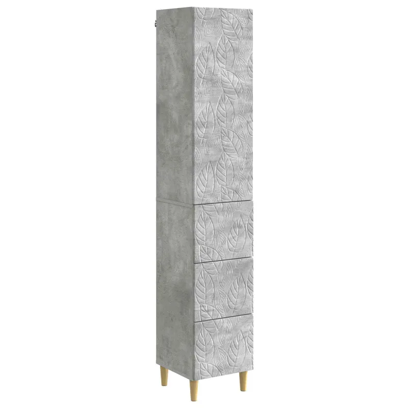 Spintelė 2 pcs Betono pilka 33 x 34,5 x 90 cm Apdirbta mediena