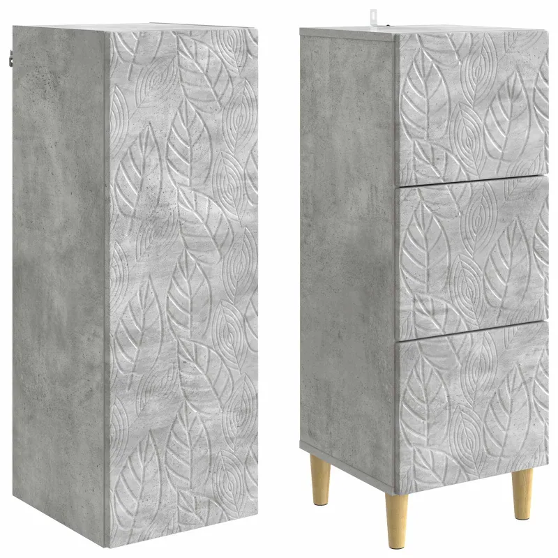 Spintelė 2 pcs Betono pilka 33 x 34,5 x 90 cm Apdirbta mediena