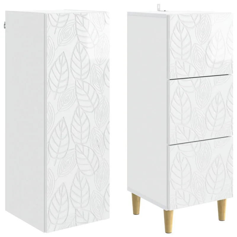 Spintelė 2 pcs Itin blizgi balta 33 x 34,5 x 90 cm