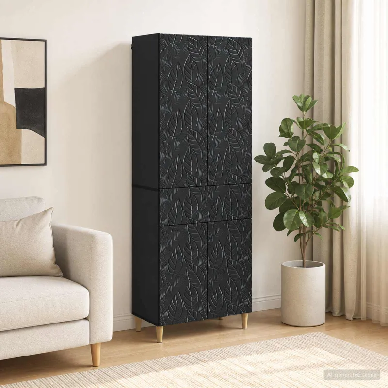 Spintelė 2 pcs Juoda Apdirbta mediena