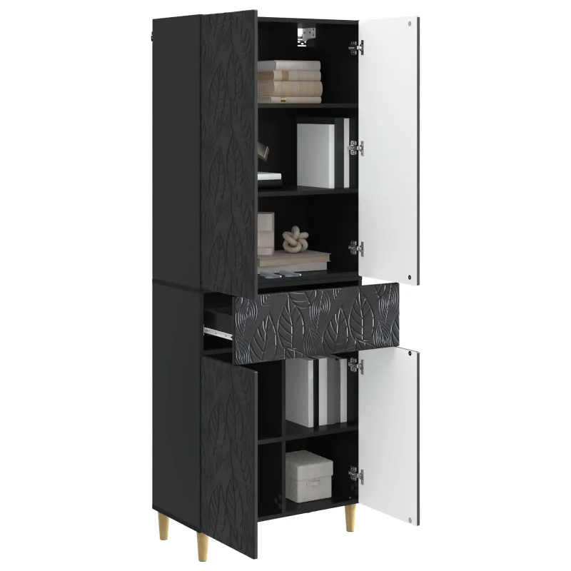 Spintelė 2 pcs Juoda Apdirbta mediena