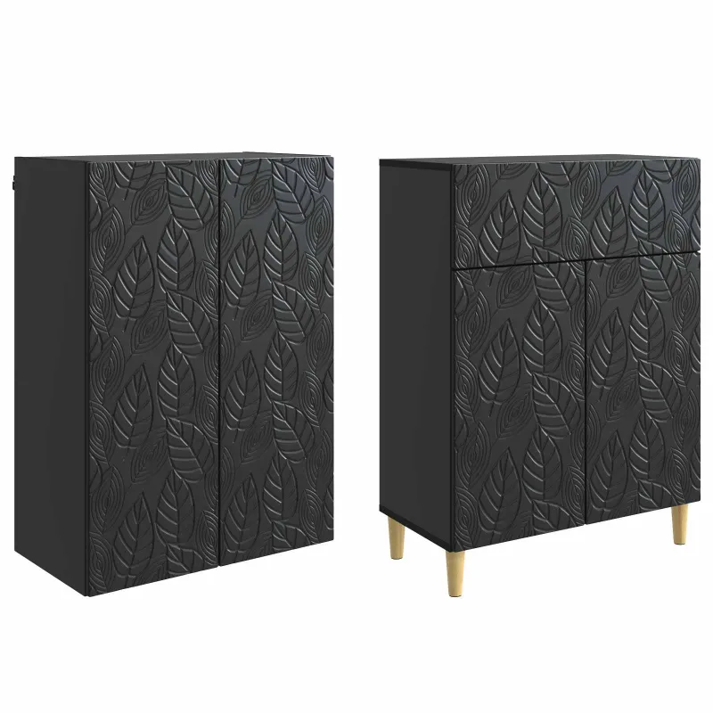 Spintelė 2 pcs Juoda Apdirbta mediena