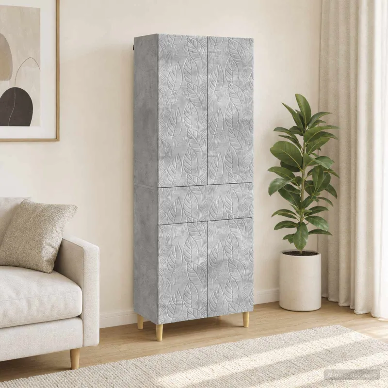 Spintelė 2 pcs Betono pilka Apdirbta mediena