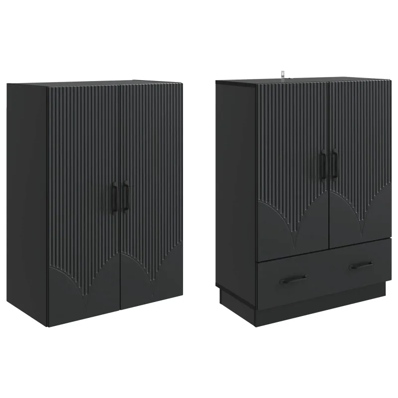 Spintelė 2 pcs Juoda Apdirbta mediena