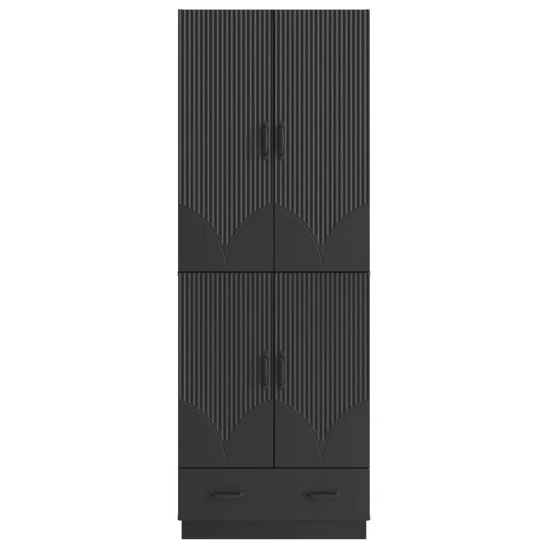 Spintelė 2 pcs Juoda Apdirbta mediena