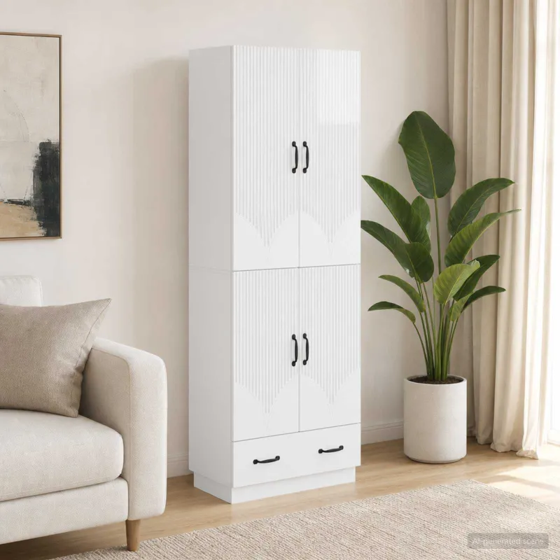 Spintelė 2 pcs Itin blizgi balta Apdirbta mediena