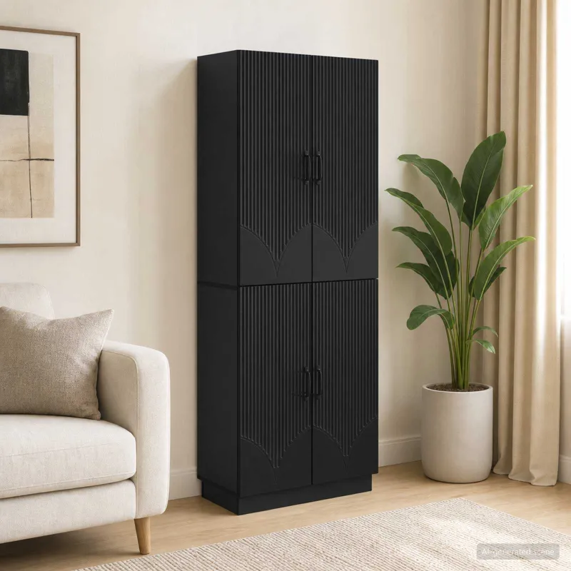 Spintelė 2 pcs Juoda Apdirbta mediena