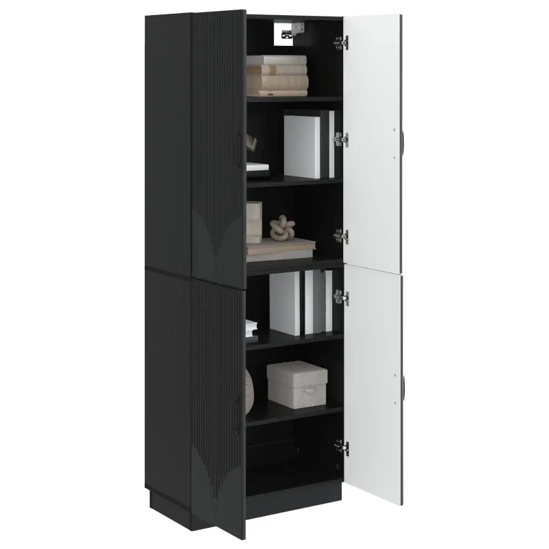 Spintelė 2 pcs Juoda Apdirbta mediena