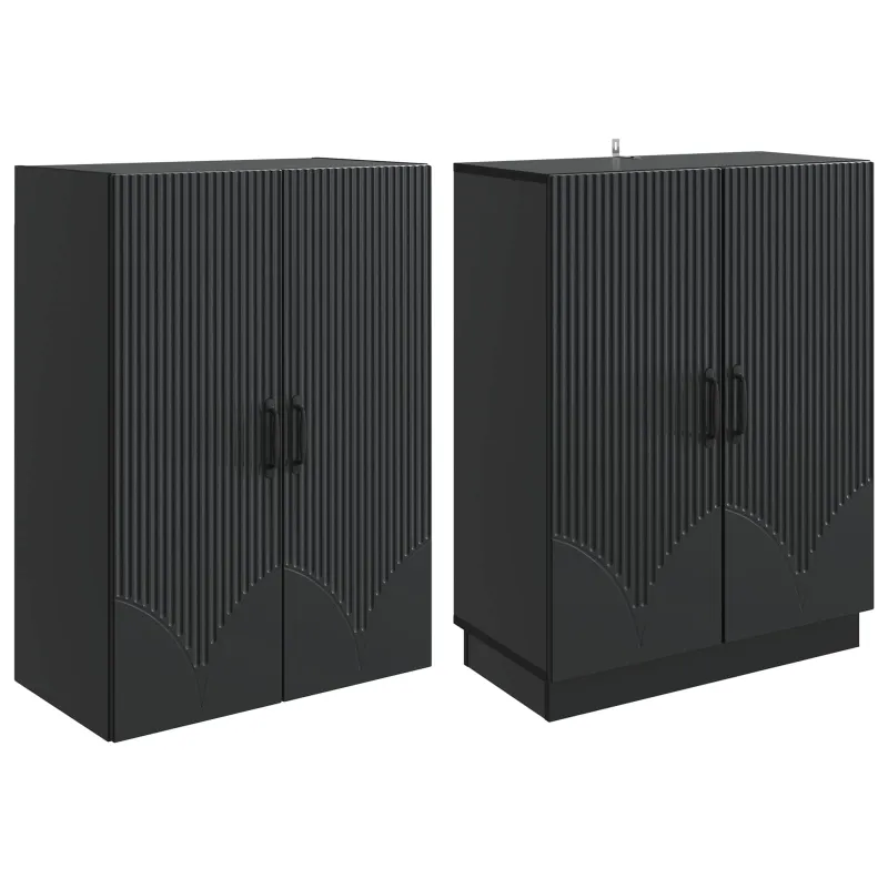 Spintelė 2 pcs Juoda Apdirbta mediena