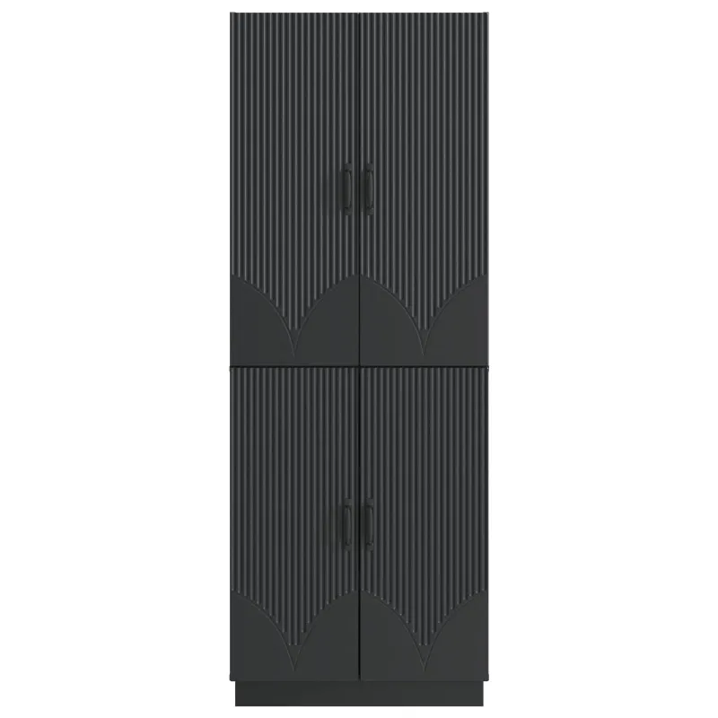 Spintelė 2 pcs Juoda Apdirbta mediena
