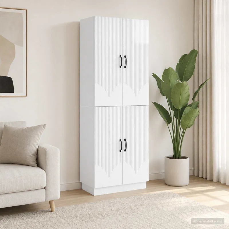 Spintelė 2 pcs Itin blizgi balta Apdirbta mediena