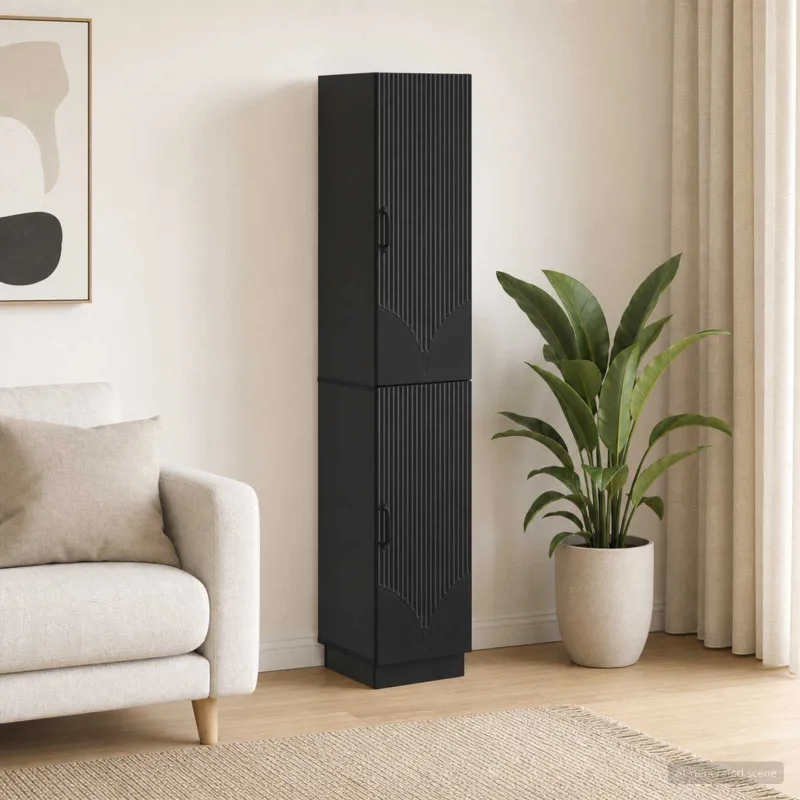Spintelė 2 pcs Juoda Apdirbta mediena