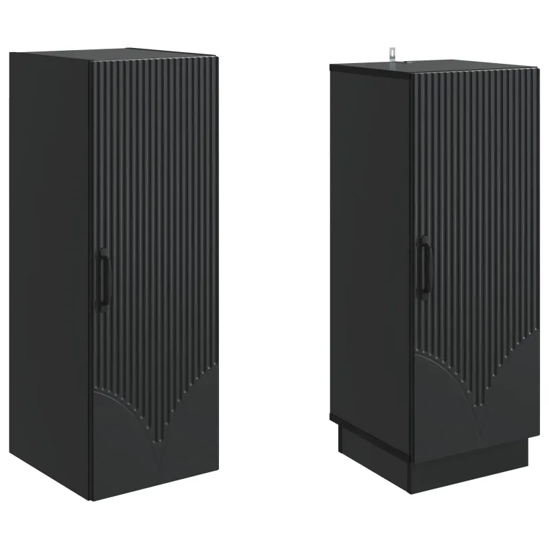 Spintelė 2 pcs Juoda Apdirbta mediena