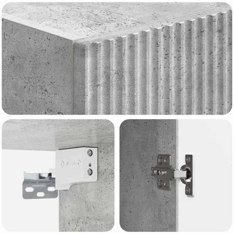 Spintelė 2 pcs Betono pilka Apdirbta mediena