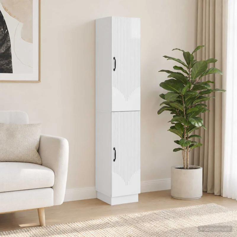 Spintelė 2 pcs Itin blizgi balta Apdirbta mediena