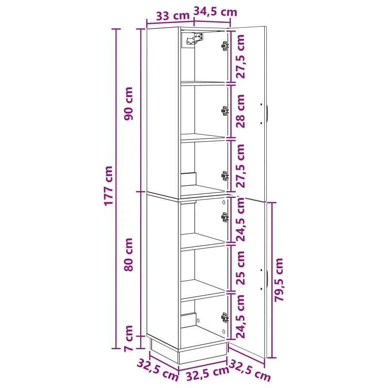 Spintelė 2 pcs Itin blizgi balta Apdirbta mediena
