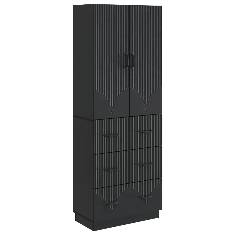 Spintelė 2 pcs Juoda 66 x 34,5 x 87 cm Apdirbta mediena