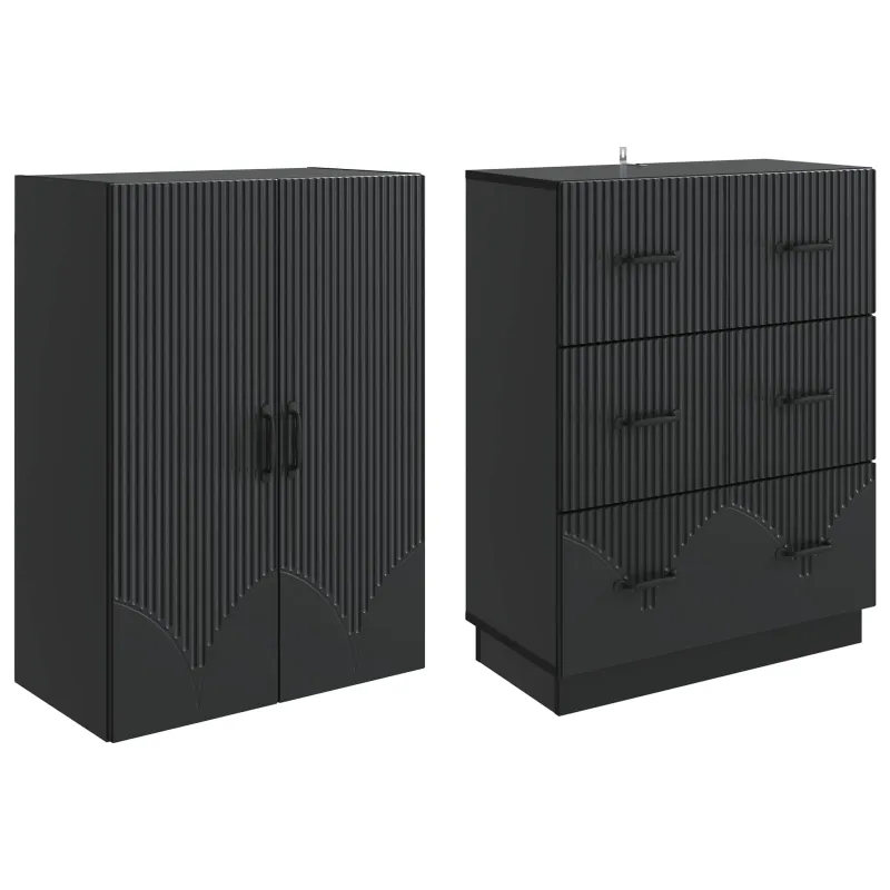 Spintelė 2 pcs Juoda 66 x 34,5 x 87 cm Apdirbta mediena