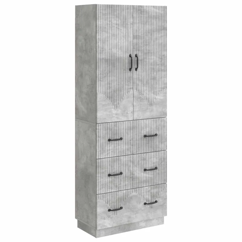 Spintelė 2 pcs Betono pilka 66 x 34,5 x 87 cm Apdirbta mediena