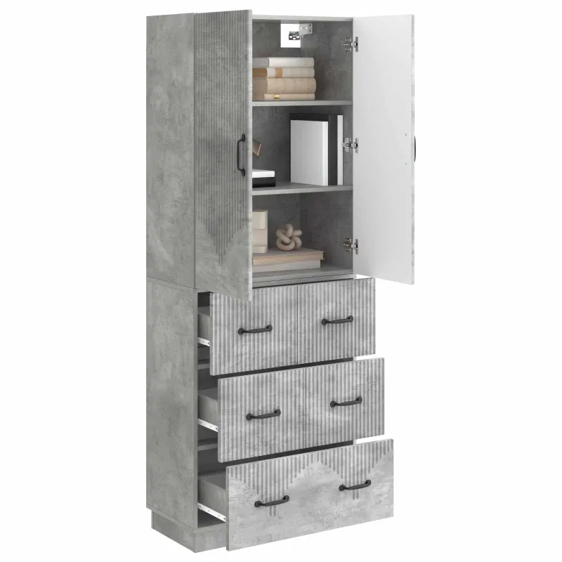 Spintelė 2 pcs Betono pilka 66 x 34,5 x 87 cm Apdirbta mediena
