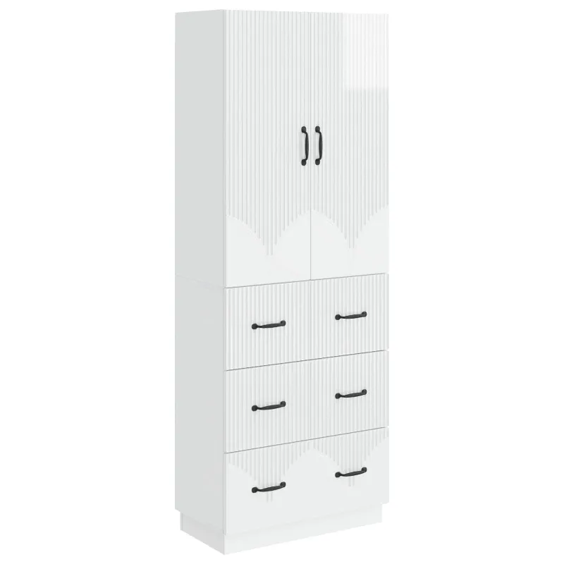 Spintelė 2 pcs Itin blizgi balta 66 x 34,5 x 87 cm