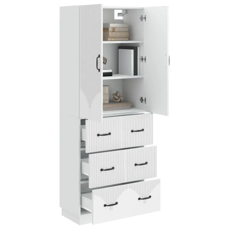 Spintelė 2 pcs Itin blizgi balta 66 x 34,5 x 87 cm