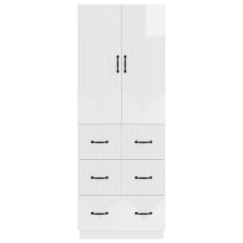 Spintelė 2 pcs Itin blizgi balta 66 x 34,5 x 87 cm