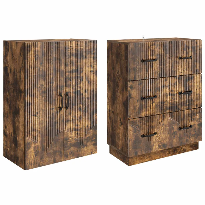 Spintelė 2 pcs Dūminio ąžuolo 66 x 34,5 x 87 cm