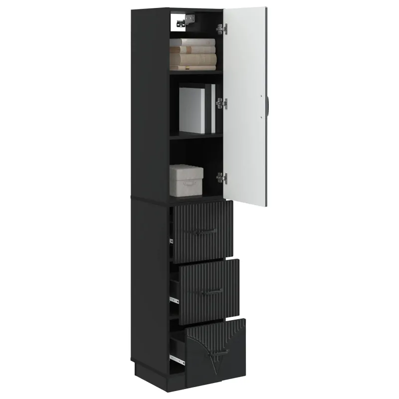Spintelė 2 pcs Juoda 33 x 34,5 x 87 cm Apdirbta mediena