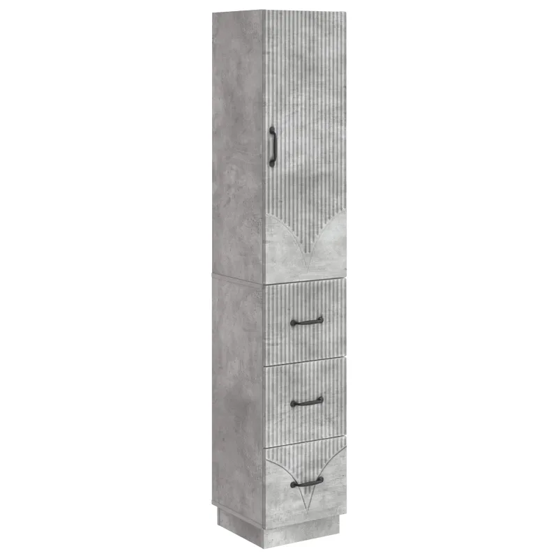 Spintelė 2 pcs Betono pilka 33 x 34,5 x 87 cm Apdirbta mediena