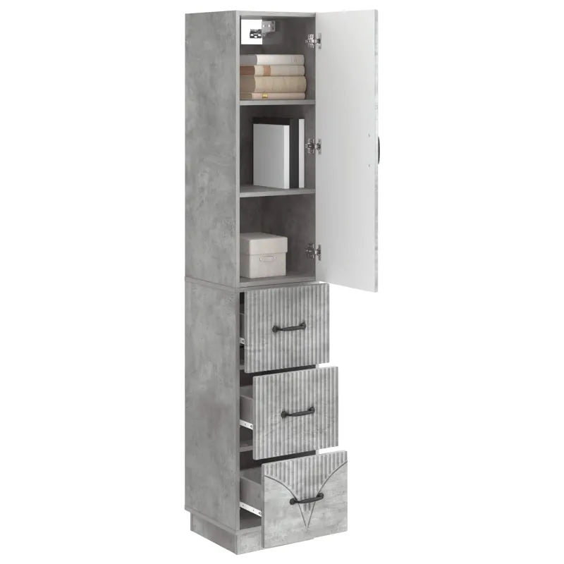 Spintelė 2 pcs Betono pilka 33 x 34,5 x 87 cm Apdirbta mediena