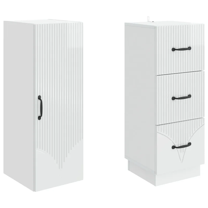Spintelė 2 pcs Itin blizgi balta 33 x 34,5 x 87 cm