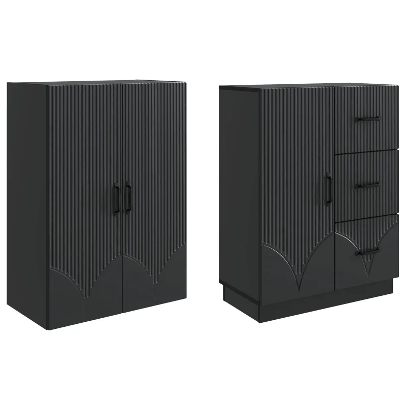 Spintelė 2 pcs Juoda Apdirbta mediena
