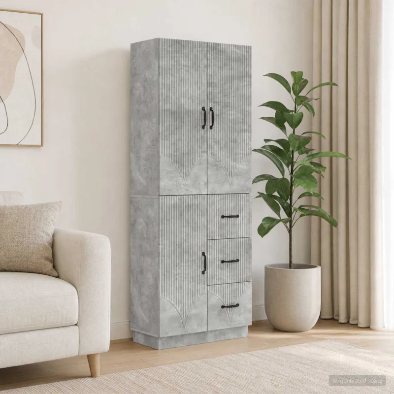 Spintelė 2 pcs Betono pilka Apdirbta mediena