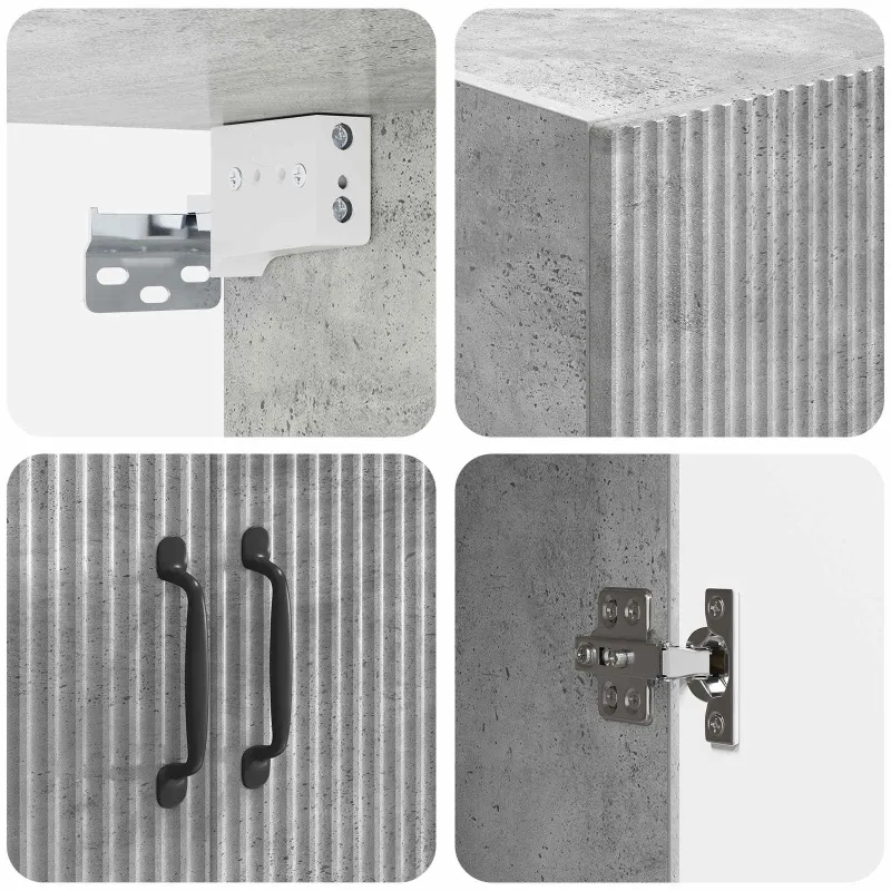 Spintelė 2 pcs Betono pilka Apdirbta mediena