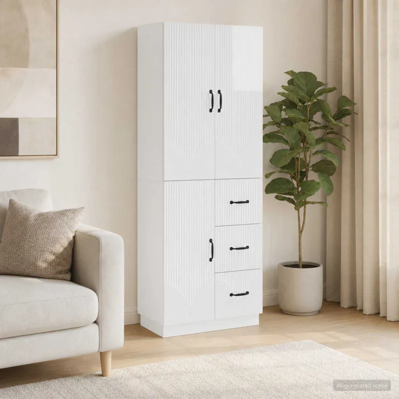 Spintelė 2 pcs Itin blizgi balta Apdirbta mediena
