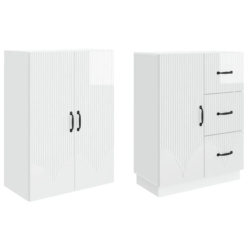 Spintelė 2 pcs Itin blizgi balta Apdirbta mediena